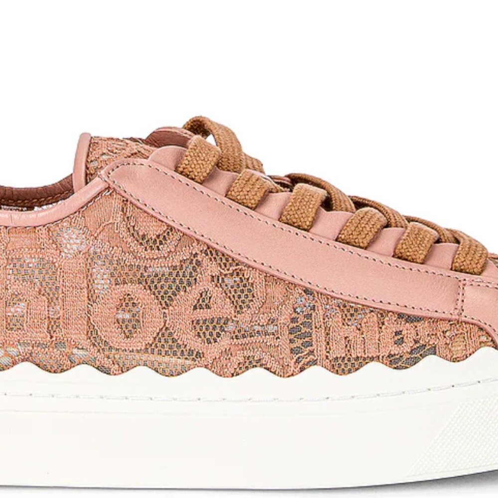 Chloé Lauren Lace Sneakers size 38W/ US 8W Pink Tea - Picture 5 of 10